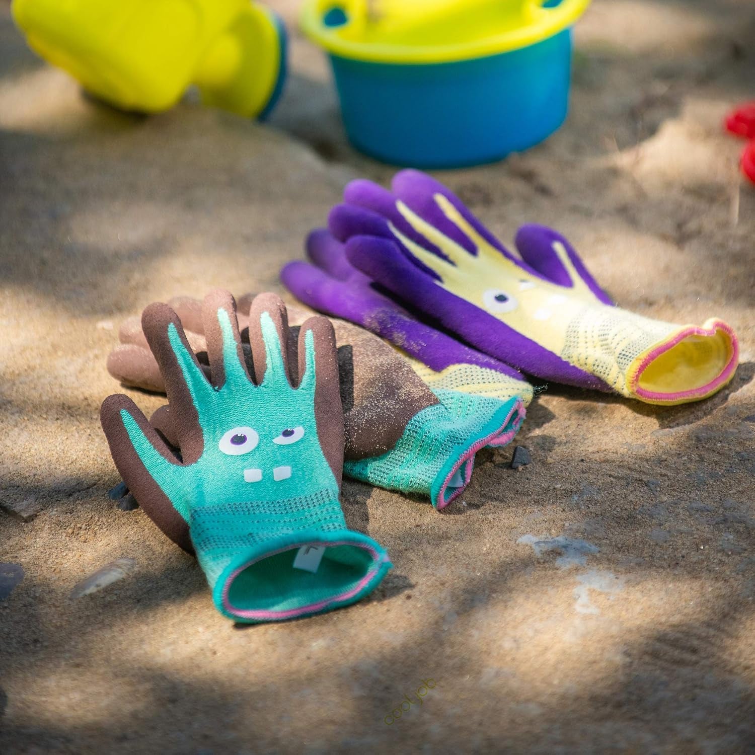 2 Pairs Modal Toddler Work Gloves Ages 2-5, Rubber Coated Kids Gardening Gloves for Children, Ultra Soft Skin-Friendly (Little Monster Series, Small S)