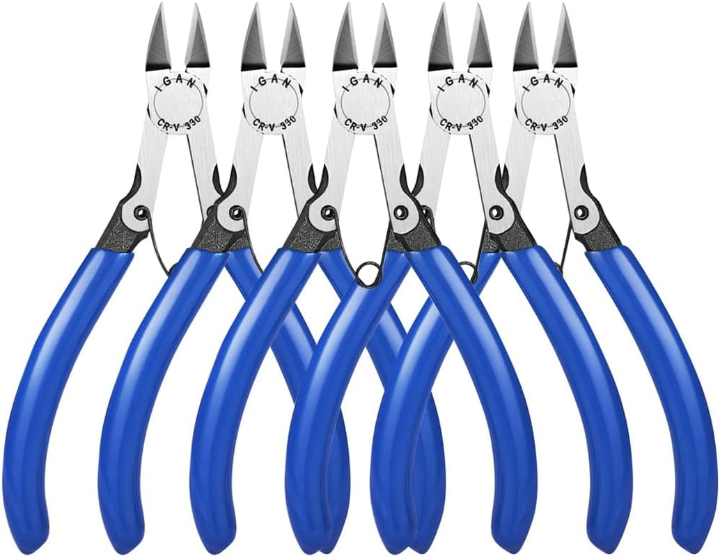 -330 Wire Flush Cutters (Pack of 5), Precision Electronic Model Sprue Wire Clippers Cutter, Blue