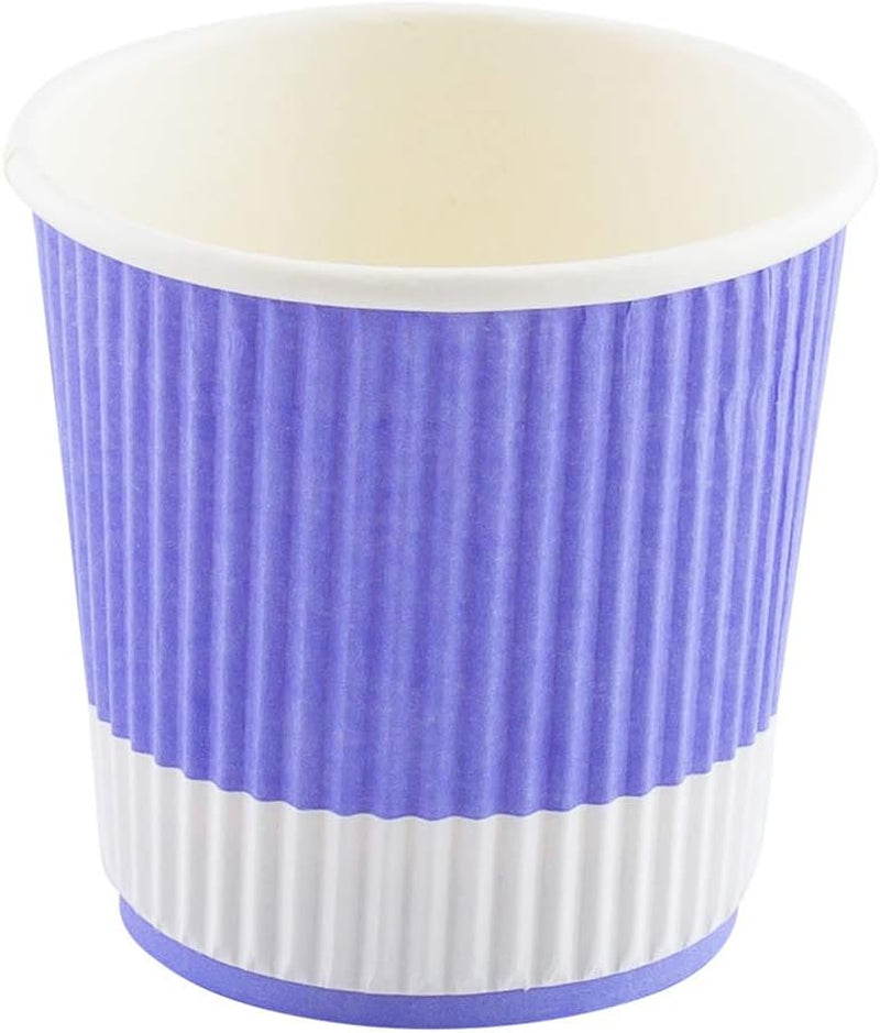 -4 Ounce Paper Coffee Cups, 25 Ripple Wall Disposable Paper Cups - Leakproof, Recyclable, Light Purple Paper Hot Cups, Insulated, Matching Lids Sold Separately