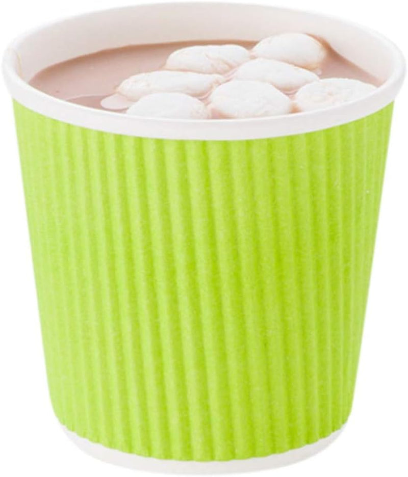 -4 Ounce Disposable Coffee Cups, 25 Ripple Wall Hot Cups for Coffee - Lids Sold Separately, Rolled Rim, Green Paper Insulated Coffee Cups, for Hot Coffee, Tea, and More
