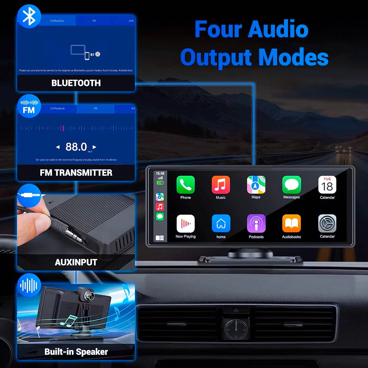 11 Inches Android Auto Universal Portable Carplay for Car Screen Car Radio WIFI Video Wireless Carplay Screen for Apple