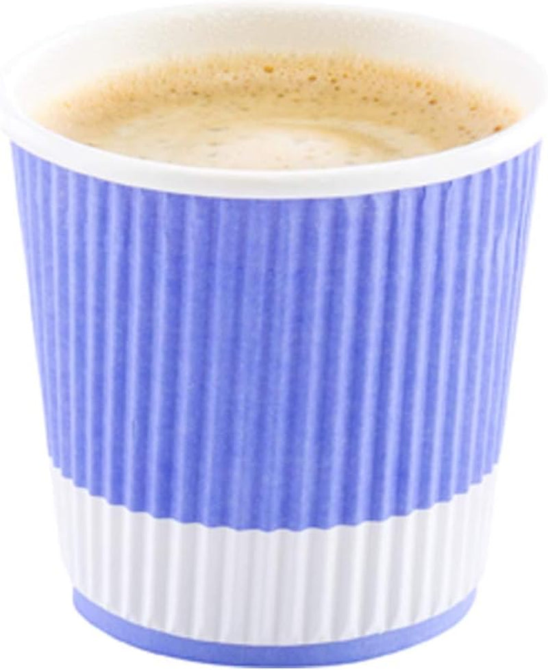 -4 Ounce Paper Coffee Cups, 25 Ripple Wall Disposable Paper Cups - Leakproof, Recyclable, Light Purple Paper Hot Cups, Insulated, Matching Lids Sold Separately