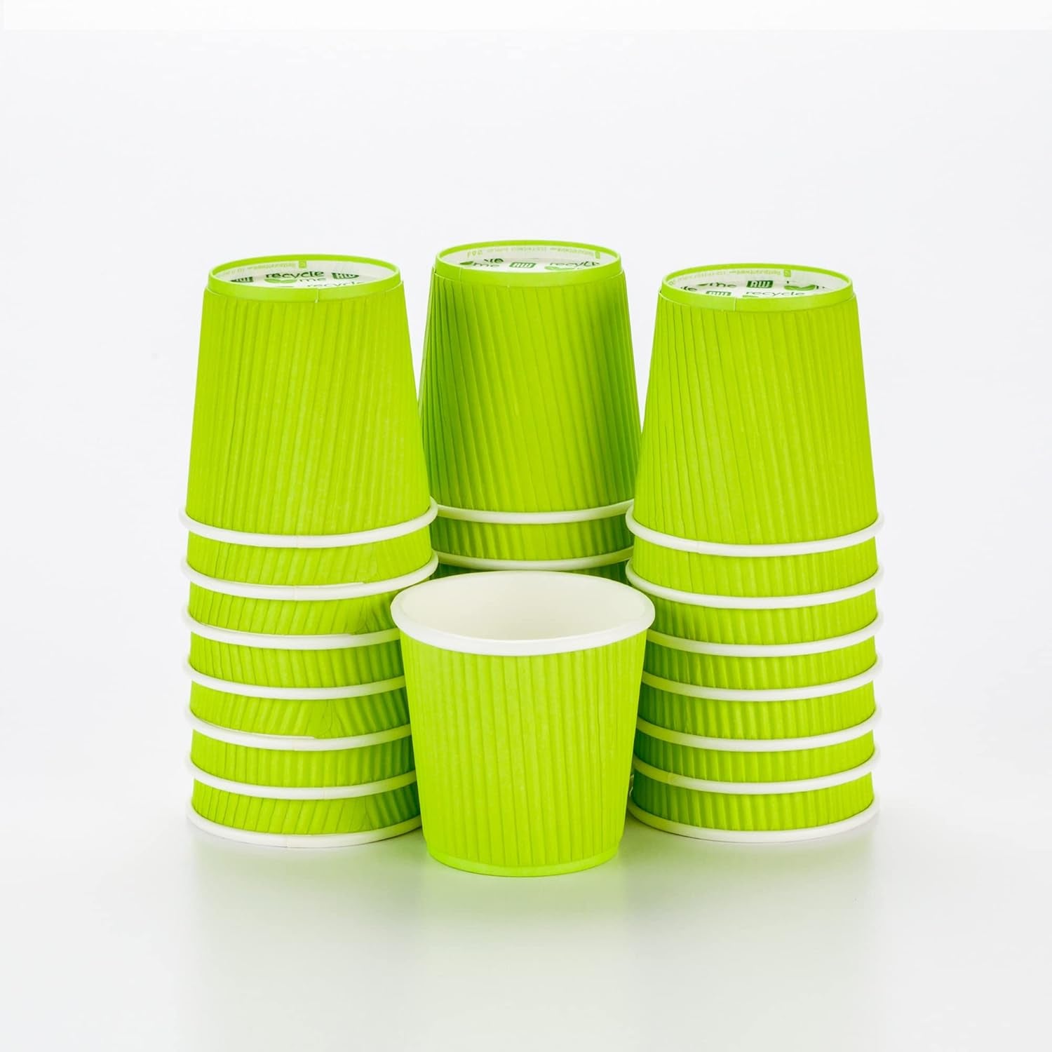 -4 Ounce Disposable Coffee Cups, 25 Ripple Wall Hot Cups for Coffee - Lids Sold Separately, Rolled Rim, Green Paper Insulated Coffee Cups, for Hot Coffee, Tea, and More