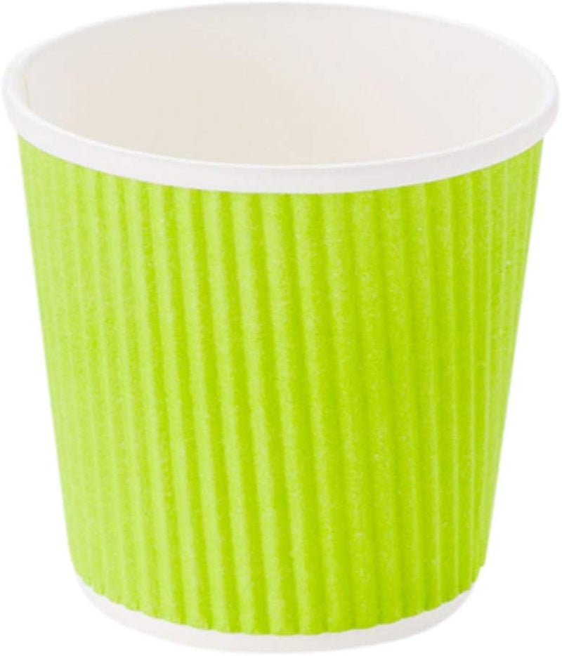 -4 Ounce Disposable Coffee Cups, 25 Ripple Wall Hot Cups for Coffee - Lids Sold Separately, Rolled Rim, Green Paper Insulated Coffee Cups, for Hot Coffee, Tea, and More